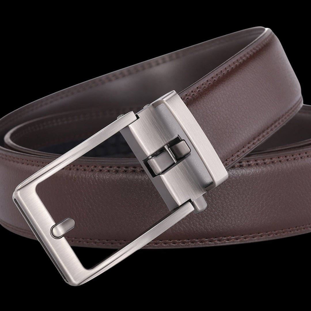 Ceinture en cuir pour homme sans trou, boucle automatique – Modèle Signature - La Rue de la Ceinture - signaturebelt-black