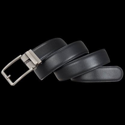 Ceinture en cuir pour homme sans trou, boucle automatique – Modèle Signature - La Rue de la Ceinture - signaturebelt-black