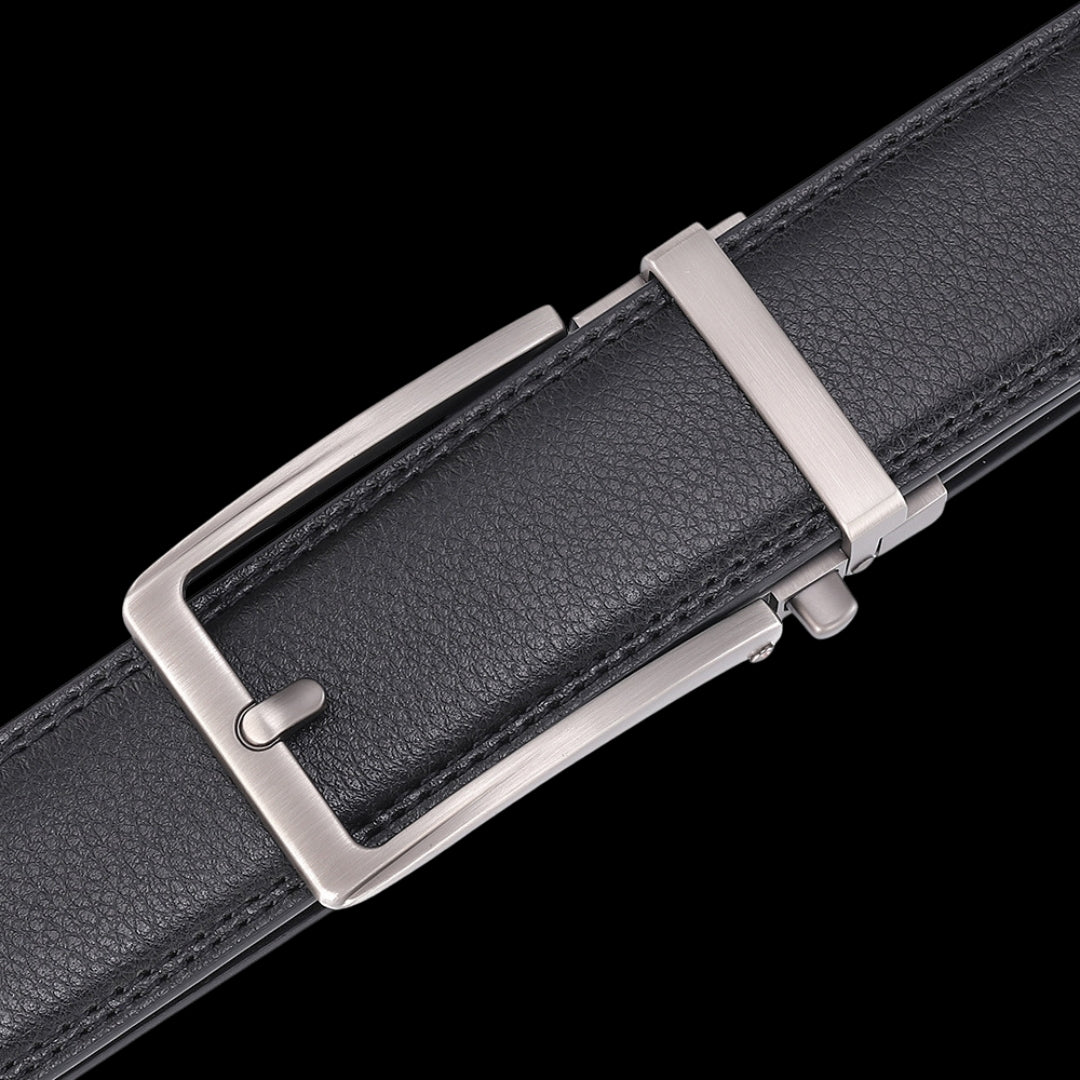 Ceinture en cuir pour homme sans trou, boucle automatique – Modèle Signature - La Rue de la Ceinture - signaturebelt-black