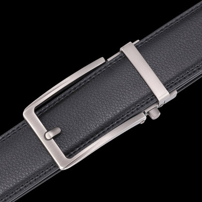 Ceinture en cuir pour homme sans trou, boucle automatique – Modèle Signature - La Rue de la Ceinture - signaturebelt-black