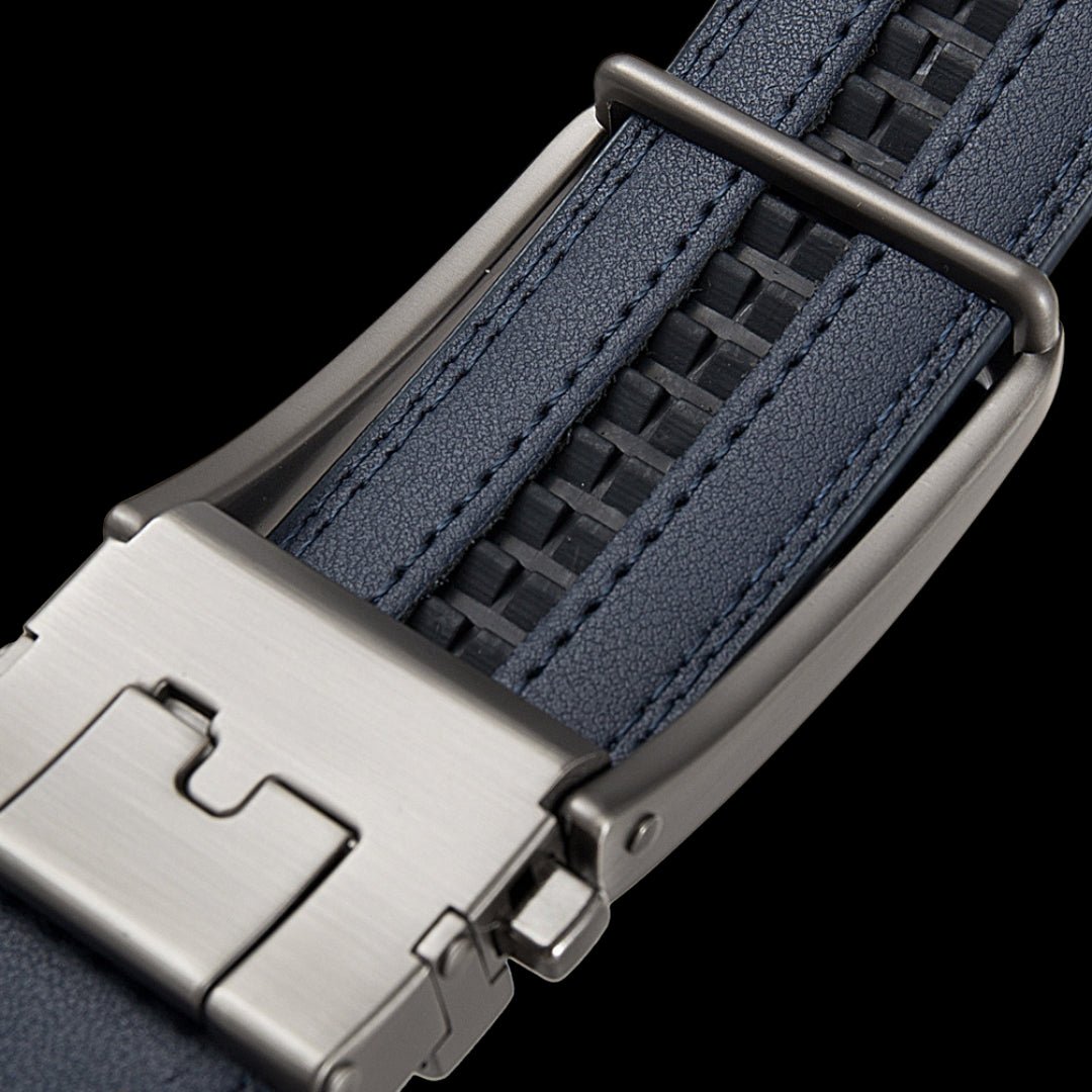 Ceinture en cuir pour homme sans trou, boucle automatique – Modèle Signature - La Rue de la Ceinture - signaturebelt-black