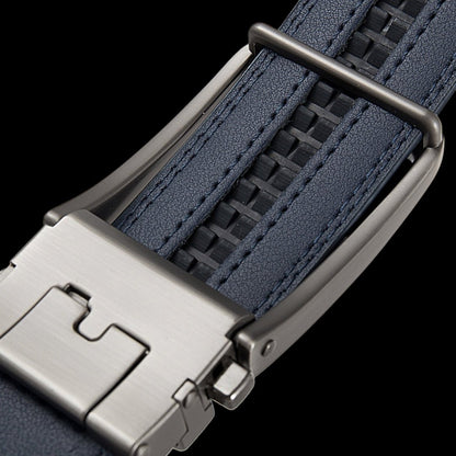 Ceinture en cuir pour homme sans trou, boucle automatique – Modèle Signature - La Rue de la Ceinture - signaturebelt-black