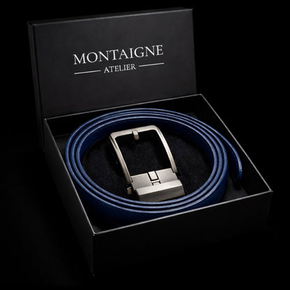 Ceinture en cuir pour homme sans trou, boucle automatique – Modèle Signature - La Rue de la Ceinture - signaturebelt-black