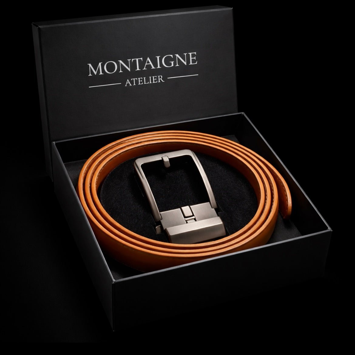 Ceinture en cuir pour homme sans trou, boucle automatique – Modèle Signature - La Rue de la Ceinture - signaturebelt-black