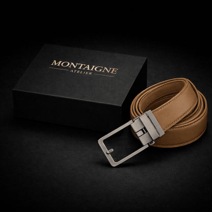 Ceinture en cuir pour homme sans trou, boucle automatique – Modèle Signature - La Rue de la Ceinture - signaturebelt-black
