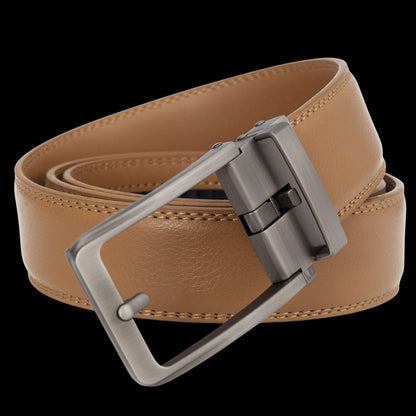 Ceinture en cuir pour homme sans trou, boucle automatique – Modèle Signature - La Rue de la Ceinture - signaturebelt-black