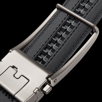 Ceinture en cuir pour homme sans trou, boucle automatique – Modèle Signature - La Rue de la Ceinture - signaturebelt-black