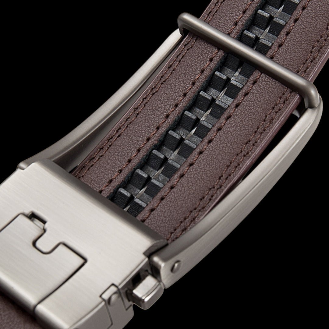 Ceinture en cuir pour homme sans trou, boucle automatique – Modèle Signature - La Rue de la Ceinture - signaturebelt-black