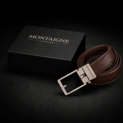 Ceinture en cuir pour homme sans trou, boucle automatique – Modèle Signature - La Rue de la Ceinture - signaturebelt-black