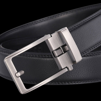 Ceinture en cuir pour homme sans trou, boucle automatique – Modèle Signature - La Rue de la Ceinture - signaturebelt-black